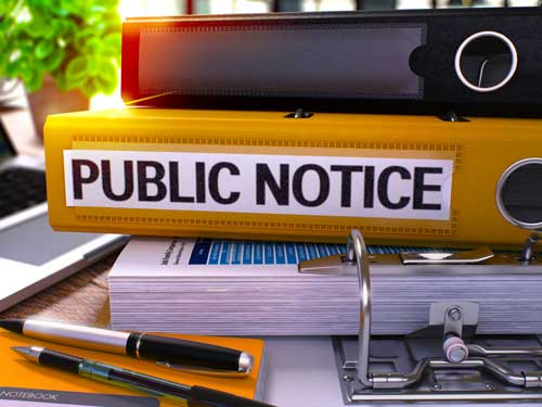 Photo of Public Notice books link to Public Notice page
